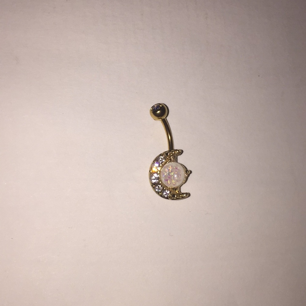 Beautiful opal moon belly ring